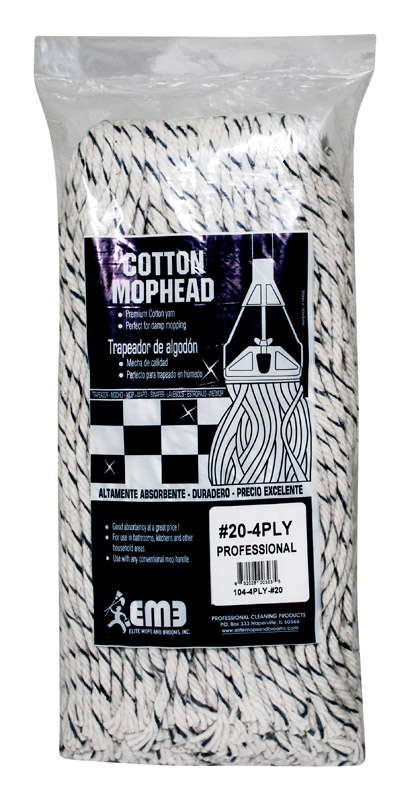 ELITE 104-4PLY-#20 Mop Refill #20 Cut End Cotton White