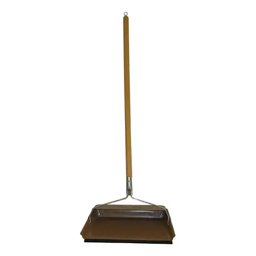 Hooded Dustpan, 11-3/4 in L, 7-7/8 in W, Rubber/Steel, Black, Baked Enamel Hooded Dustpan, 11-3/4 in L, 7-7/8 in W, Rubber/Steel, Black, Baked Enamel