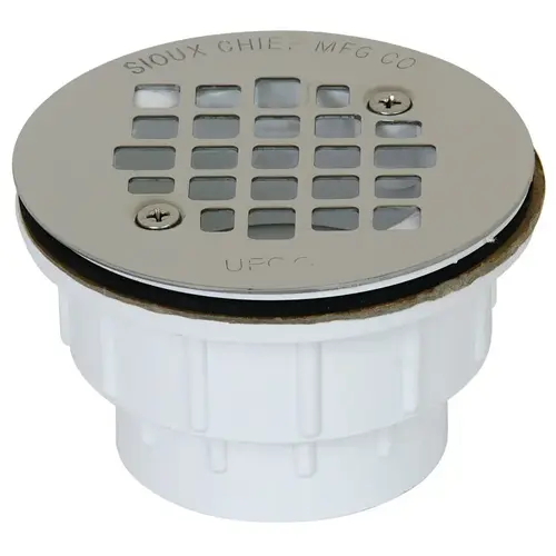 2 In. PVC Solvent Weld Shower Drain with 4-1/4 In. Stainless Steel Strainer