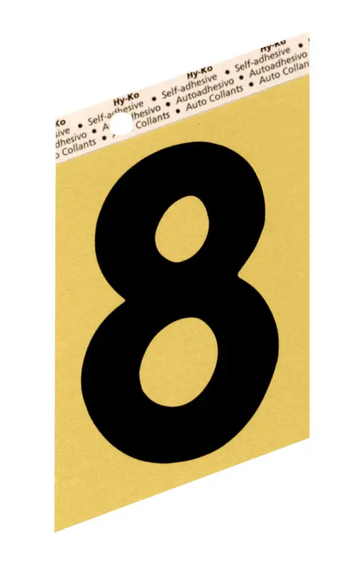 Hy-Ko Aluminum 3-1/2 In. Non-Reflective Adhesive Number Eight Black GG-25/8 Hy-Ko Aluminum 3-1/2 In. Non-Reflective Adhesive Number Eight Black GG-25/8