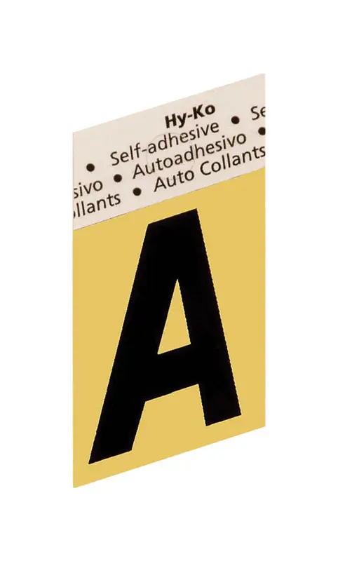 Hy-Ko Letter 1-1/2 Black Aluminum Self-Adhesive A - pack of 10 GR-10/A-XCP10 Hy-Ko Letter 1-1/2 Black Aluminum Self-Adhesive A - pack of 10 GR-10/A-XCP10