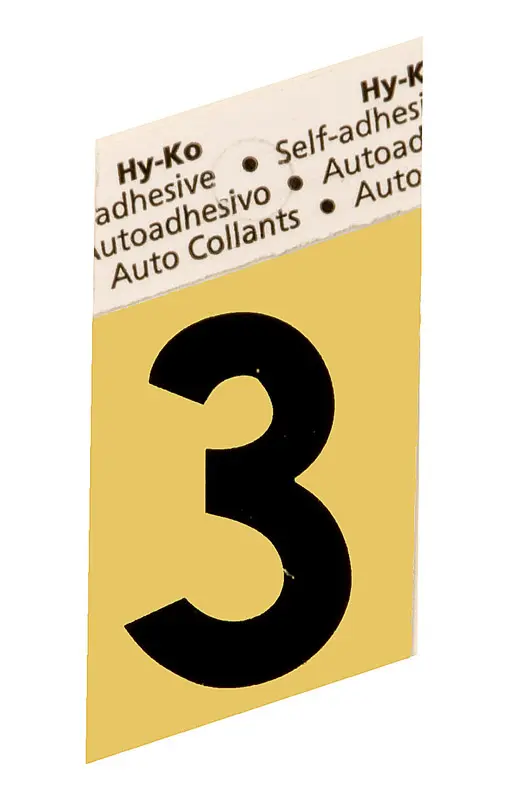 Hy-Ko Number 1-1/2 Black Aluminum Self-Adhesive 3 - pack of 10 GR-10/3-XCP10