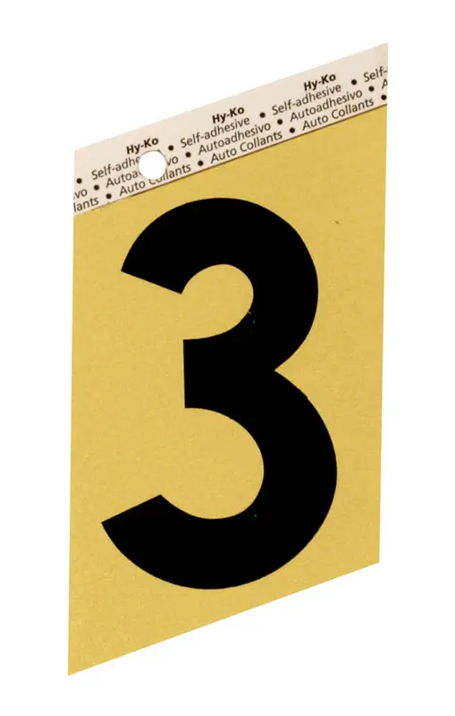 Hy-Ko Aluminum 3-1/2 In. Non-Reflective Adhesive Number Three Black GG-25/3 Hy-Ko Aluminum 3-1/2 In. Non-Reflective Adhesive Number Three Black GG-25/3