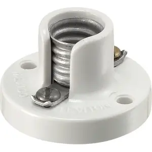 Leviton 10028-000 Ivory Phenolic Incandescent Cleat-Type Flush Mount Candelabra Lampholder