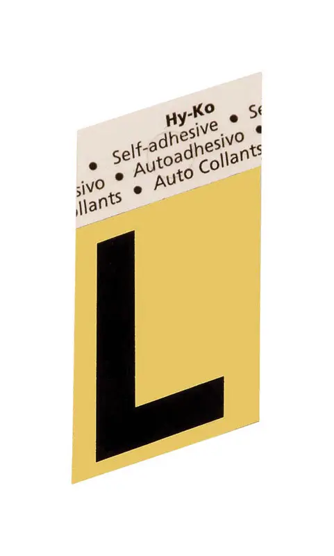Hy-Ko Letter 1-1/2 Black Aluminum Self-Adhesive L - pack of 10 GR-10/L-XCP10 Hy-Ko Letter 1-1/2 Black Aluminum Self-Adhesive L - pack of 10 GR-10/L-XCP10