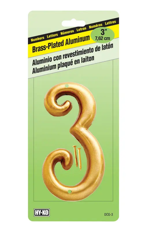 Hy-Ko Number 3 Gold Aluminum Nail-On 3 - pack of 10 DCG-3/3-XCP10 Hy-Ko Number 3 Gold Aluminum Nail-On 3 - pack of 10 DCG-3/3-XCP10