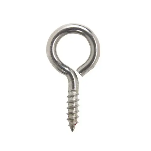 Screw Eye 3/16" D X 1-5/8" L Polished Stainless Steel 60 lb. cap. Polished Screw Eye 3/16" D X 1-5/8" L Polished Stainless Steel 60 lb. cap. Polished
