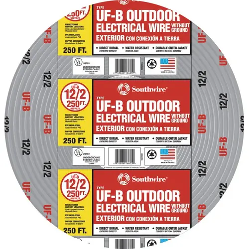 Cable 250 ft. 12/2 Solid UF-B Gray - pack of 250 Cable 250 ft. 12/2 Solid UF-B Gray - pack of 250