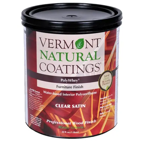 Furniture Finish PolyWhey Satin Clear Water-Based 1 qt Clear Furniture Finish PolyWhey Satin Clear Water-Based 1 qt Clear