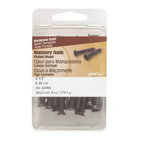 Nail 2-1/2" Masonry Steel Flat Head Black - pack of 5 Nail 2-1/2" Masonry Steel Flat Head Black - pack of 5
