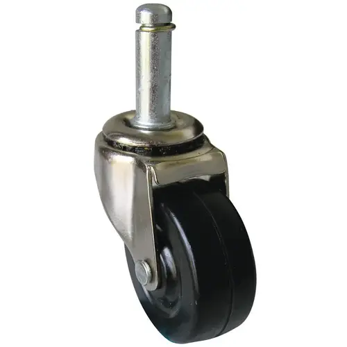 Swivel Caster, 2 in Dia Wheel, 7/8 in W Wheel, Rubber Wheel, 80 lb Black/Silver Swivel Caster, 2 in Dia Wheel, 7/8 in W Wheel, Rubber Wheel, 80 lb Black/Silver