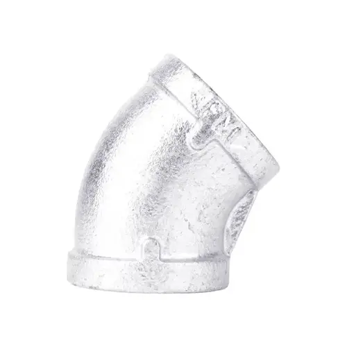 45 Degree Elbow 3/4" FIP each X 3/4" D FIP Galvanized Malleable Iron Galvanized 45 Degree Elbow 3/4" FIP each X 3/4" D FIP Galvanized Malleable Iron Galvanized