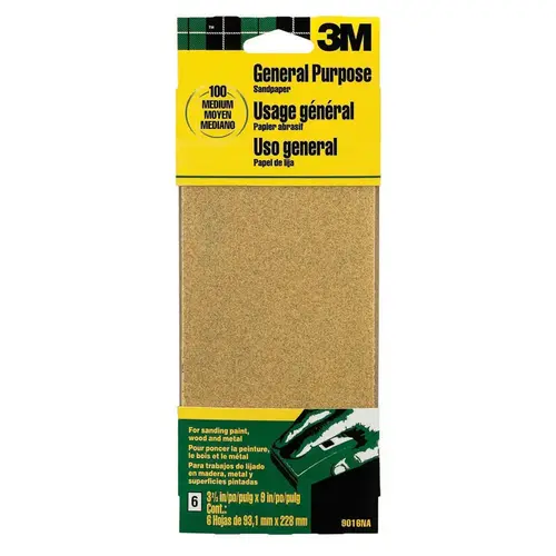 Sandpaper 9" L X 3-2/3" W 100 Grit Aluminum Oxide - pack of 60 Sandpaper 9" L X 3-2/3" W 100 Grit Aluminum Oxide - pack of 60