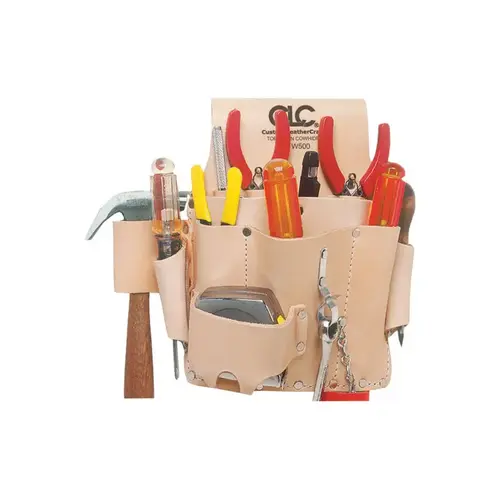 Electrician's Pouch 8 pocket Leather Electrician's Pouch 11.3" L X 11.3" H Tan Tan Electrician's Pouch 8 pocket Leather Electrician's Pouch 11.3" L X 11.3" H Tan Tan