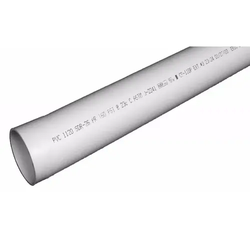 Pressure Pipe SDR26 PVC 2" D X 10 ft. L Plain End 160 psi White Pressure Pipe SDR26 PVC 2" D X 10 ft. L Plain End 160 psi White