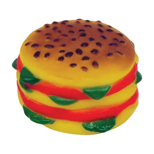 Squeaky Dog Toy Digger's Multicolored Hamburger Vinyl Large Multicolored