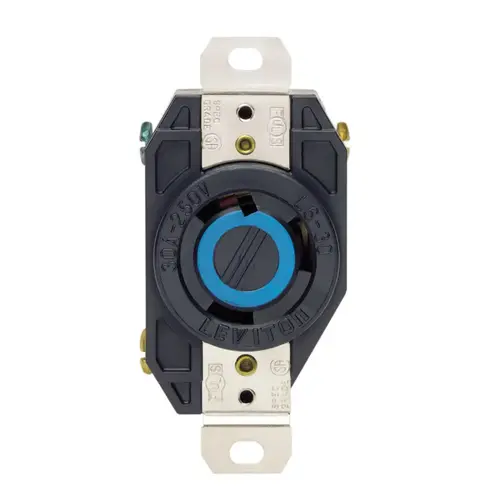Locking Receptacle V-0-MAX 30 amps 250 V Single Black L6-30R Black Locking Receptacle V-0-MAX 30 amps 250 V Single Black L6-30R Black