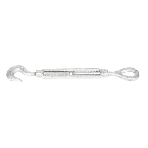 Turnbuckle, 1500 lb Working Load, 1/2 in Thread, Hook, Eye, 6 in L Take-Up, Galvanized Steel