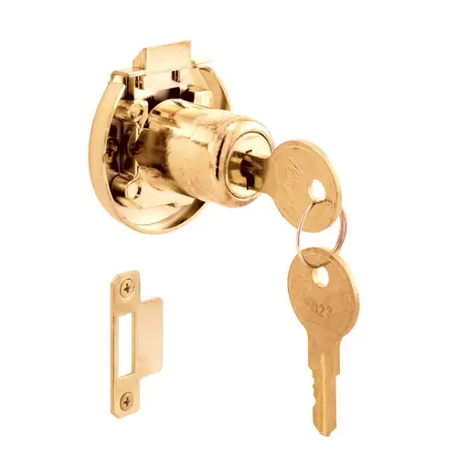 Cabinet/Drawer Lock Bright Brass Gold Steel Bright Brass Cabinet/Drawer Lock Bright Brass Gold Steel Bright Brass