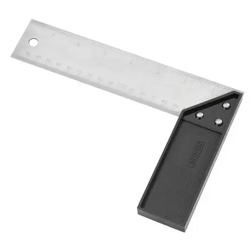Tri-Miter Square, 1/16 in Graduation, Aluminum/Plastic, 8 in Blade L, 1-1/2 in Blade W, SAE, Metric Gray Tri-Miter Square, 1/16 in Graduation, Aluminum/Plastic, 8 in Blade L, 1-1/2 in Blade W, SAE, Metric Gray