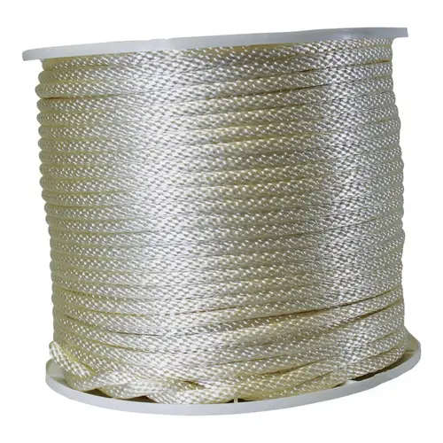 Rope 3/8" D X 500 ft. L White Solid Braided Nylon White Rope 3/8" D X 500 ft. L White Solid Braided Nylon White