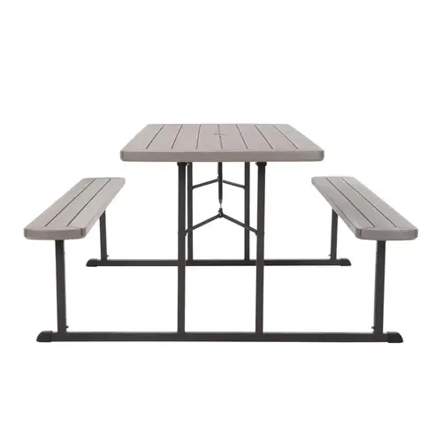 Picnic Table Plastic Brown 72" Rectangle Foldable Brown Picnic Table Plastic Brown 72" Rectangle Foldable Brown