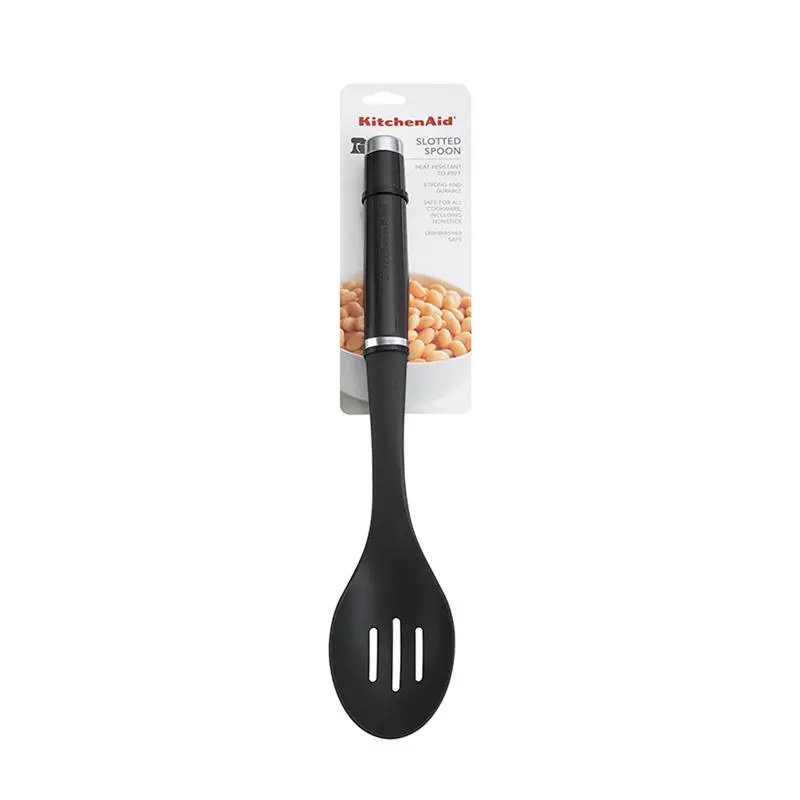 KitchenAid 13 In. Black Nylon Slotted Spoon KE004OHOBA