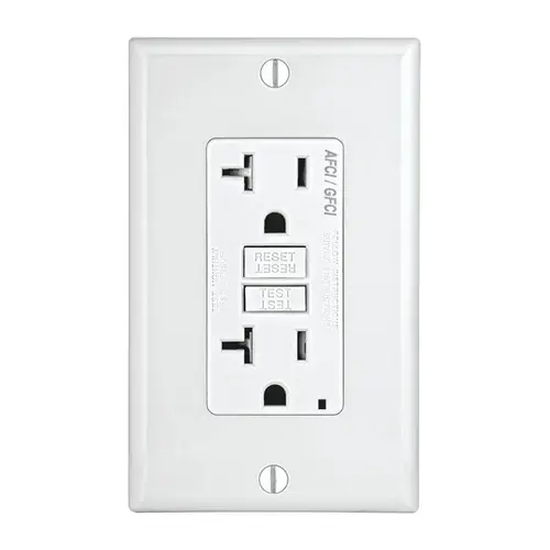 AFCI/GFCI Dual Function Outlet SmartlockPro 20 amps 125 V Duplex White 5-20R White AFCI/GFCI Dual Function Outlet SmartlockPro 20 amps 125 V Duplex White 5-20R White