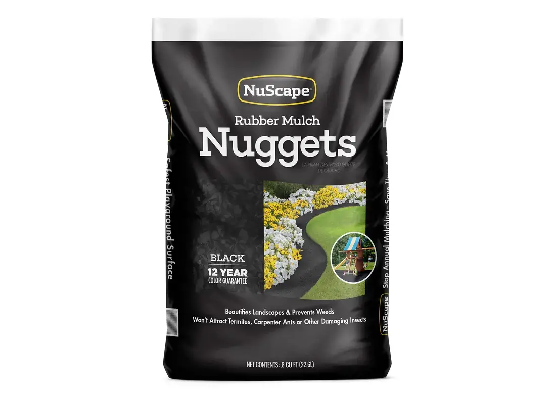 NuScape GSNG08BK72 0.8 Cu. Ft. Black Recycled Nugget Rubber Mulch