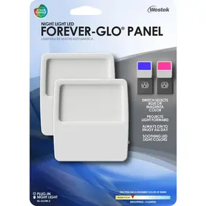 Amertac NL-GLOW-2 Forever-Glo Panel Night Light, 120 V, 1 W, LED Lamp, 1 Lumens Pair Blue/Magenta