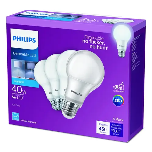 LED Bulb A19 E26 (Medium) Daylight 40 Watt Equivalence Frosted LED Bulb A19 E26 (Medium) Daylight 40 Watt Equivalence Frosted