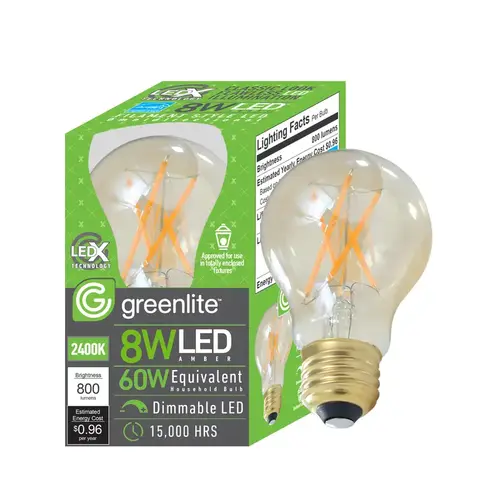 LED Bulb A19 E26 (Medium) Amber 60 W Transparent Amber