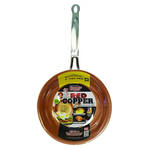 Fry Pan Ceramic Copper 8" Red Red Fry Pan Ceramic Copper 8" Red Red
