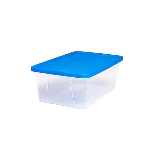 Storage Tote Snaplock 4.625" H X 8.25" W X 13.375" D Stackable Blue/Clear