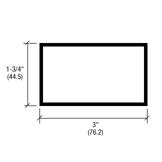 CRL-U.S. Aluminum J30071 3" x 1-3/4" Hollow Tube Extrusion, Custom Paint - 21'-2" Stock Length