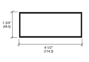 CRL-U.S. Aluminum J45011 Rectangular Tube 4.5" x 1.75" x 0.094", Clear Anodized Class 1 - 24'-2" Stock Length