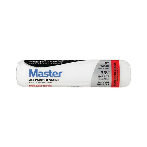 Paint Roller Cover Master Woven Polyester 9" W X 3/8" White Paint Roller Cover Master Woven Polyester 9" W X 3/8" White