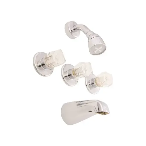 Tub and Shower Faucet 3-Handle Brass Brass