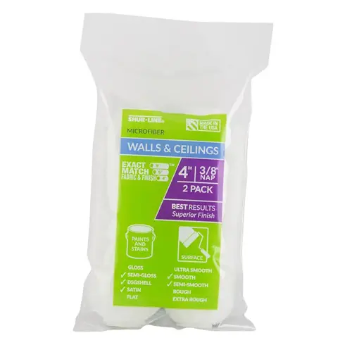 Paint Roller Cover Shur-Flow Microfiber 4" W X 3/8" S Mini White Pair