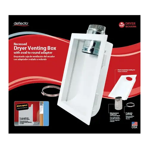 Dryer Venting Box 4.25" L X 4" D Silver/White Aluminum Silver/White Dryer Venting Box 4.25" L X 4" D Silver/White Aluminum Silver/White