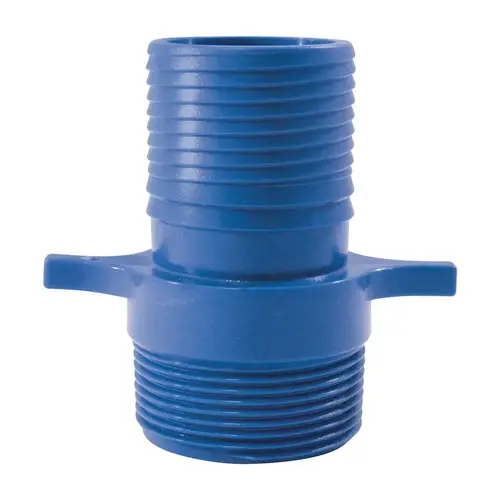 Male Adapter Blue Twister 1-1/2" Insert in to X 1-1/2" D MPT Acetal