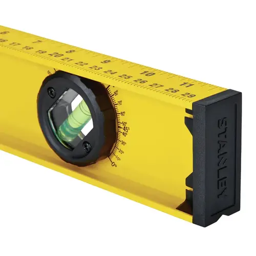 I-Beam Level, 24 in L, 3-Vial, 1-Hang Hole, Non-Magnetic, Aluminum, Black/Yellow