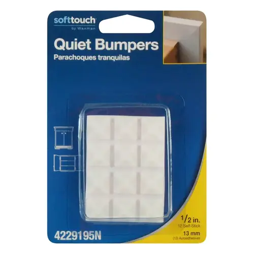 Bumper Pad Plastic Self Adhesive White Square 1/2" W X 1/2" L White Bumper Pad Plastic Self Adhesive White Square 1/2" W X 1/2" L White