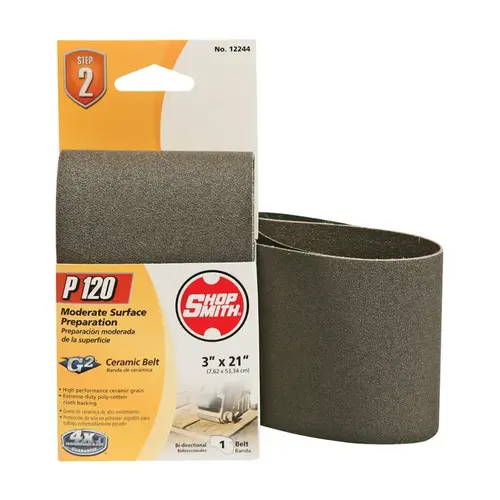 Sanding Belt 21" L X 3" W Ceramic 120 Grit Fine Sanding Belt 21" L X 3" W Ceramic 120 Grit Fine