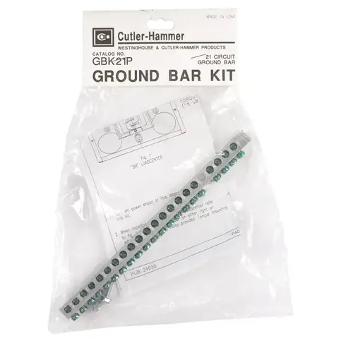 Ground Bar Kit Cutler-Hammer 0 amps N/A V 21 space 21 circuits Bolt-On Mount Ground Bar Kit Cutler-Hammer 0 amps N/A V 21 space 21 circuits Bolt-On Mount