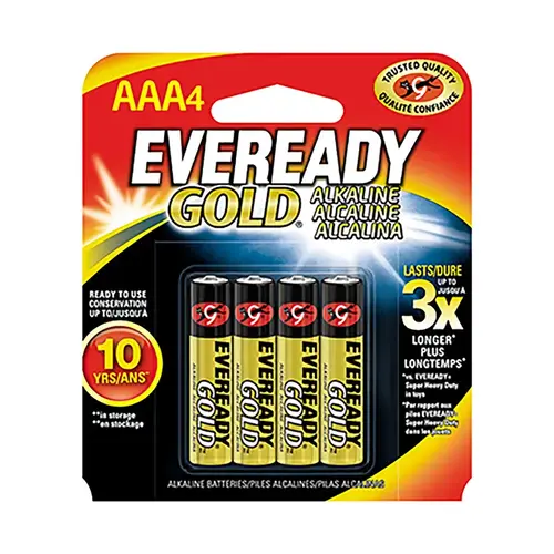 Batteries Gold AAA Alkaline 4 pk Carded Batteries Gold AAA Alkaline 4 pk Carded