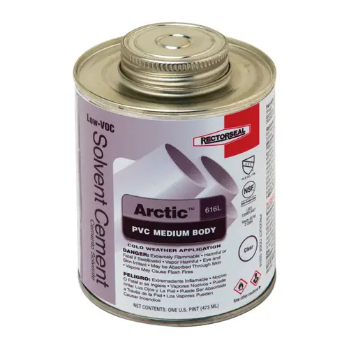 Solvent Cement Arctic Clear For PVC 16 oz Clear