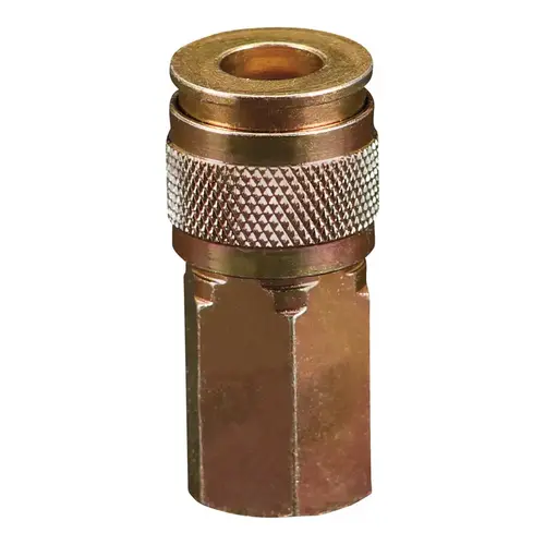 Pneumatic Hose Coupling: 1/4" Thread, 1/4" Body Dia, Universal Interchange Plated Pneumatic Hose Coupling: 1/4" Thread, 1/4" Body Dia, Universal Interchange Plated