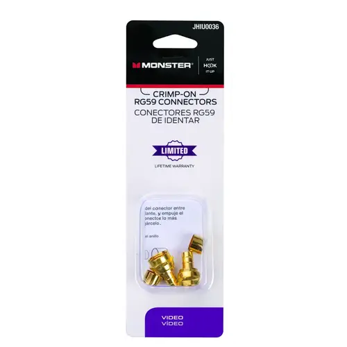 Coaxial Connector Just Hook It Up Crimp-On RG59 Gold Pair