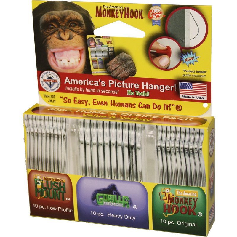 Monkey Hook TMH-314 Heavy-Duty Picture Hanger Set, Carbon Steel